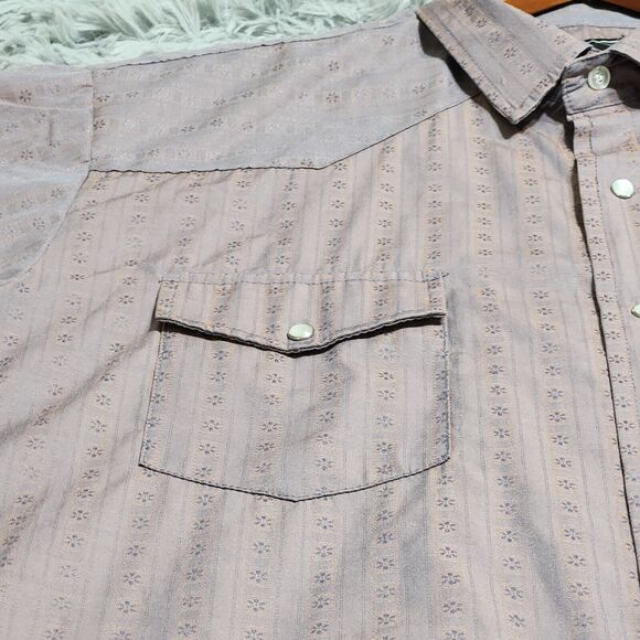 Roper Western Pearl Snap Shirt Adult XL Blue Gray Rodeo Mens Star Pattern Cowboy - Picture 13 of 13